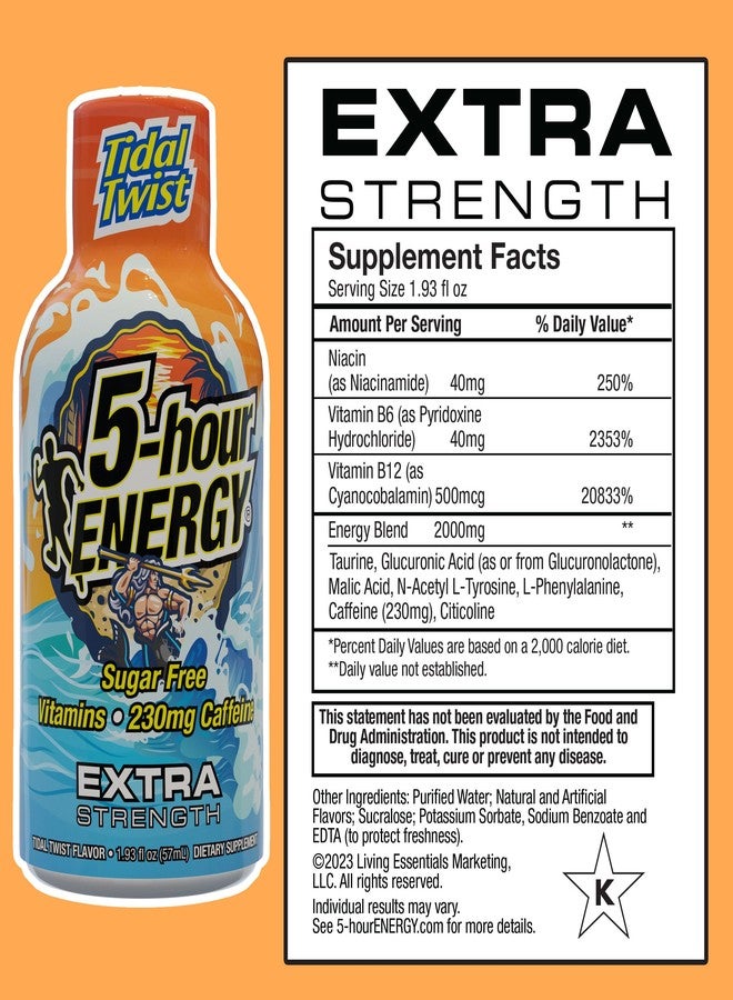 5-hour ENERGY مشروب الطاقة "5-Hour Energy Extra Strength Shots" بنكهة "Tidal Twist"، 24 عبوة (1.93 أونصة سائلة) - Image 3